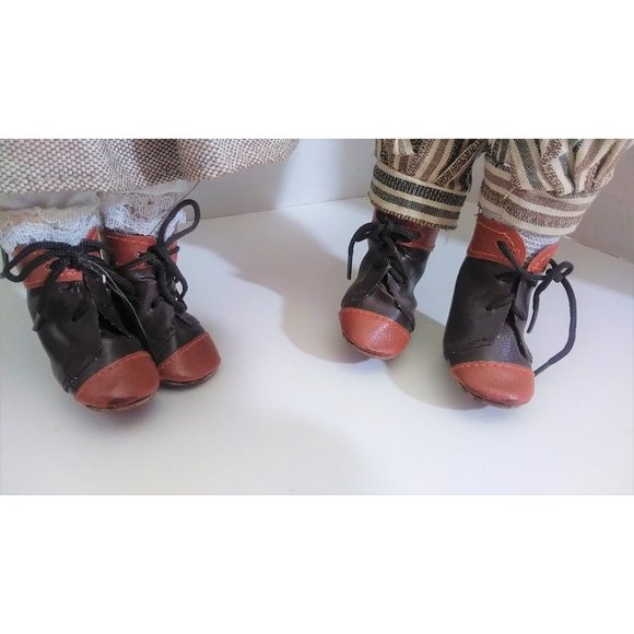 Pair of  African American  Porcelain 10'' Dolls Boy Girl  Sunday Best - Picture 5 of 10